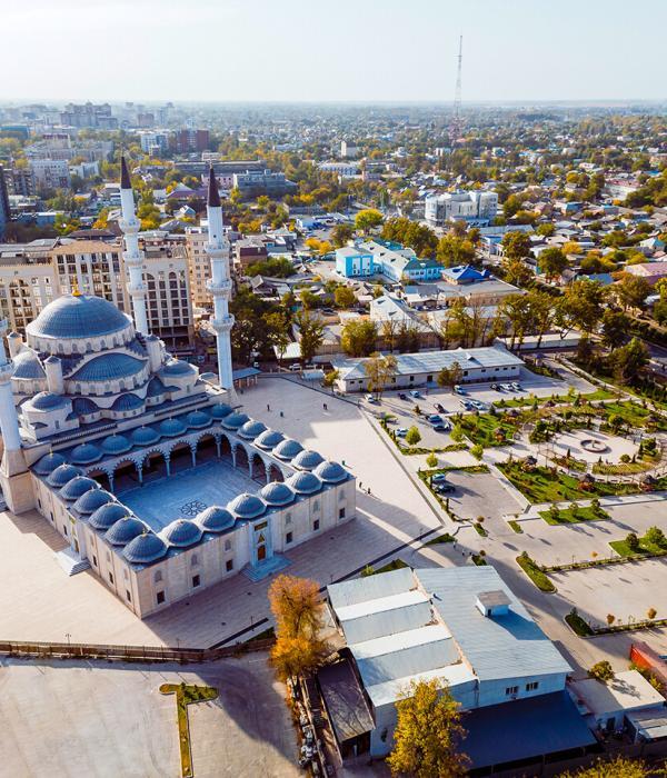Aerial view of the Mosque named after Imam Sarakhsi in Bishkek city